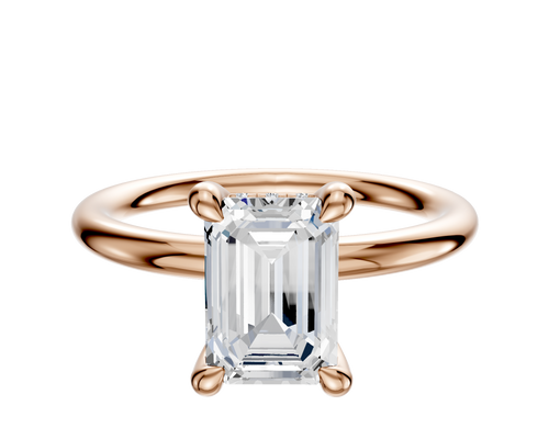 14K Rose Gold 4 Prong Hidden Halo Classic Dome 2.0mm Engagement Ring