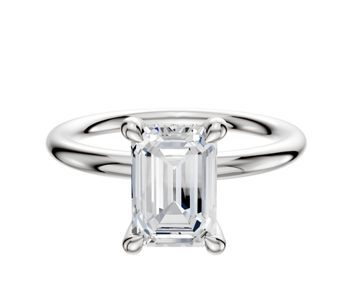 18K White Gold 4 Prong Hidden Halo Classic Dome 2.0mm Engagement Ring