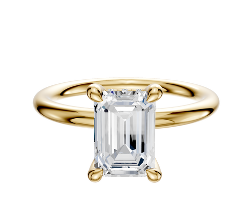 14K Yellow Gold 4 Prong Hidden Halo Classic Dome 2.0mm Engagement Ring