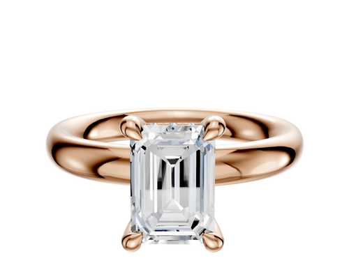 14K Rose Gold 4 Prong Hidden Halo Classic Dome 3.0mm Engagement Ring