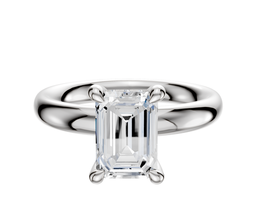 14K White Gold 4 Prong Hidden Halo Classic Dome 3.0mm Engagement Ring
