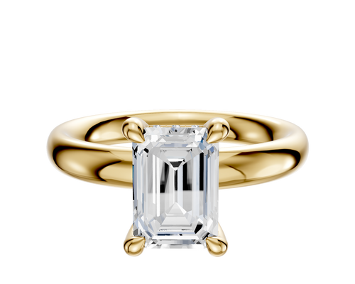 14K Yellow Gold 4 Prong Hidden Halo Classic Dome 3.0mm Engagement Ring