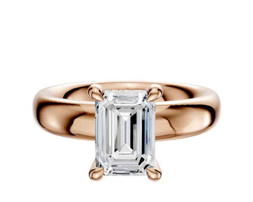 18K Rose Gold 4 Prong Hidden Halo Classic Dome 4.0mm Engagement Ring