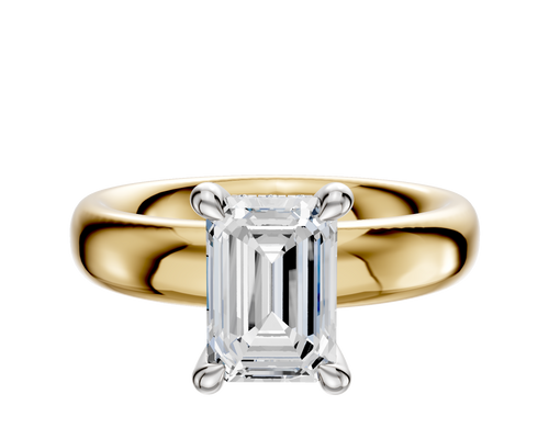 18K Two Tone 4 Prong Hidden Halo Classic Dome 4.0mm Engagement Ring