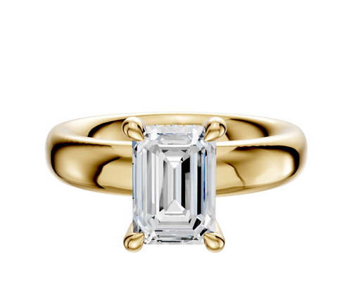 18K Yellow Gold 4 Prong Hidden Halo Classic Dome 4.0mm Engagement Ring