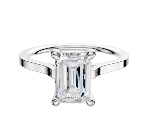 14K White Gold 4 Prong Hidden Halo Cathedral Flat 1.5mm Engagement Ring
