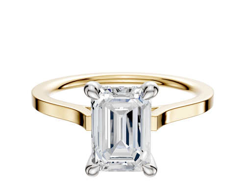 14K Two Tone 4 Prong Hidden Halo Cathedral Flat 1.5mm Engagement Ring