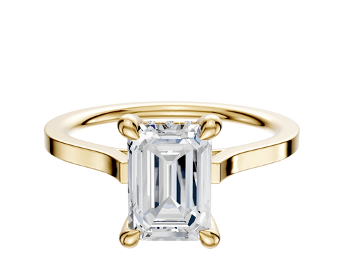 14K Yellow Gold 4 Prong Hidden Halo Cathedral Flat 1.5mm Engagement Ring