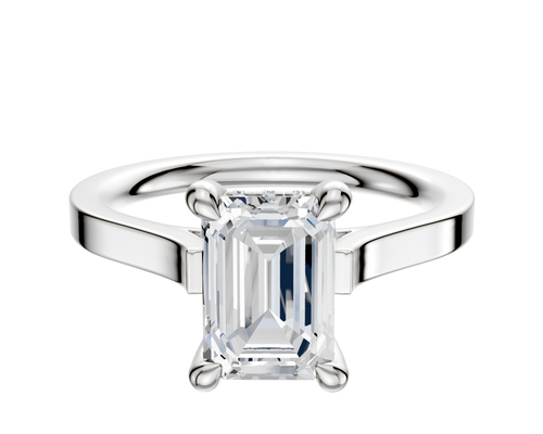 18K White Gold 4 Prong Hidden Halo Cathedral Flat 2.0mm Engagement Ring