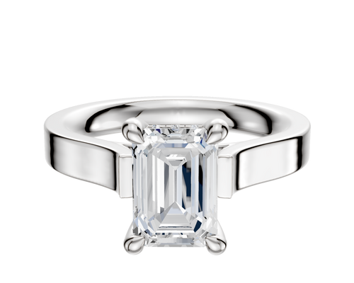 Platinum 4 Prong Hidden Halo Cathedral Flat 3.0mm Engagement Ring
