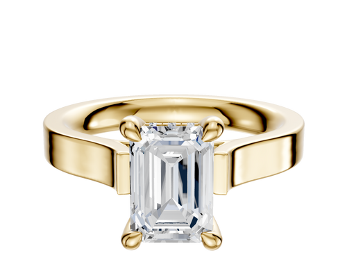 14K Yellow Gold 4 Prong Hidden Halo Cathedral Flat 3.0mm Engagement Ring