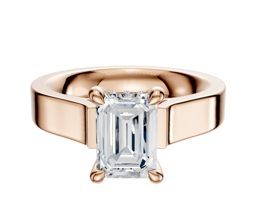 18K Rose Gold 4 Prong Hidden Halo Cathedral Flat 4.0mm Engagement Ring
