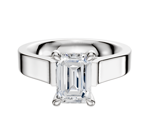 Platinum 4 Prong Hidden Halo Cathedral Flat 4.0mm Engagement Ring