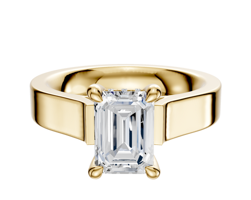 18K Yellow Gold 4 Prong Hidden Halo Cathedral Flat 4.0mm Engagement Ring