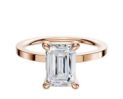 18K Rose Gold 4 Prong Hidden Halo Classic Flat 1.5mm Engagement Ring