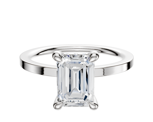 Platinum 4 Prong Hidden Halo Classic Flat 1.5mm Engagement Ring