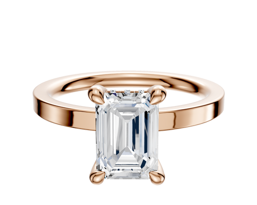 18K Rose Gold 4 Prong Hidden Halo Classic Flat 2.0mm Engagement Ring