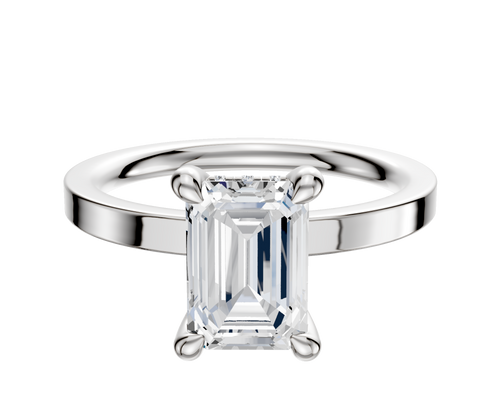 14K White Gold 4 Prong Hidden Halo Classic Flat 2.0mm Engagement Ring