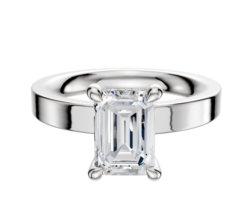 18K White Gold 4 Prong Hidden Halo Classic Flat 3.0mm Engagement Ring