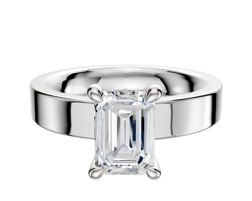 18K White Gold 4 Prong Hidden Halo Classic Flat 4.0mm Engagement Ring