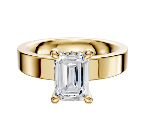 18K Yellow Gold 4 Prong Hidden Halo Classic Flat 4.0mm Engagement Ring