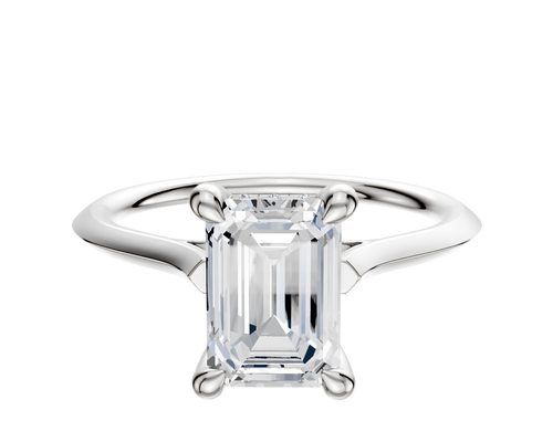 18K White Gold 4 Prong Hidden Halo Cathedral Knife Edge 1.5mm Engagement Ring