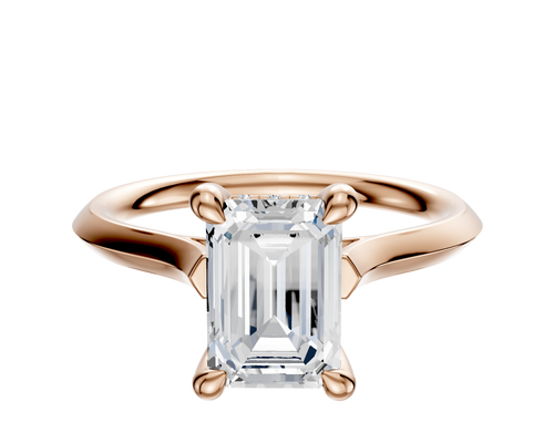 18K Rose Gold 4 Prong Hidden Halo Cathedral Knife Edge 2.0mm Engagement Ring