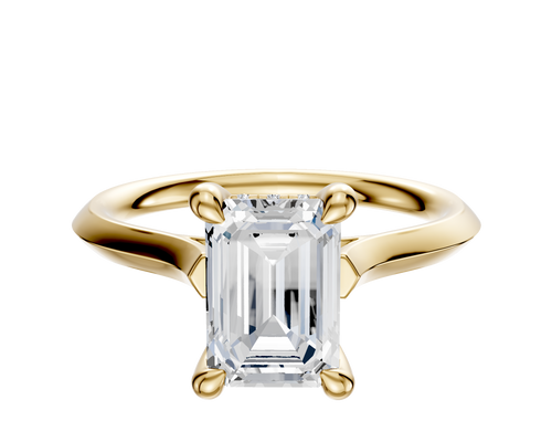 14K Yellow Gold 4 Prong Hidden Halo Cathedral Knife Edge 2.0mm Engagement Ring