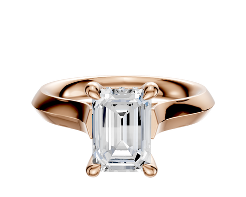 18K Rose Gold 4 Prong Hidden Halo Cathedral Knife Edge 3.0mm Engagement Ring