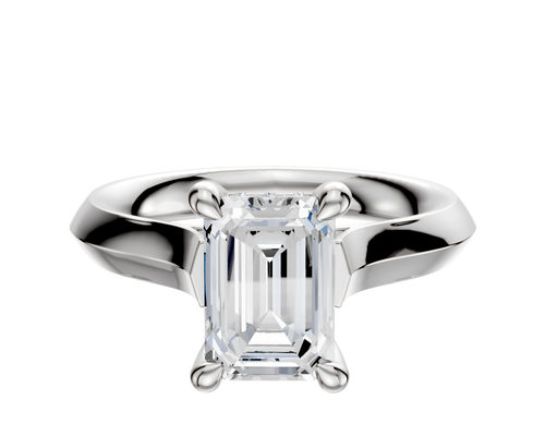 18K White Gold 4 Prong Hidden Halo Cathedral Knife Edge 3.0mm Engagement Ring