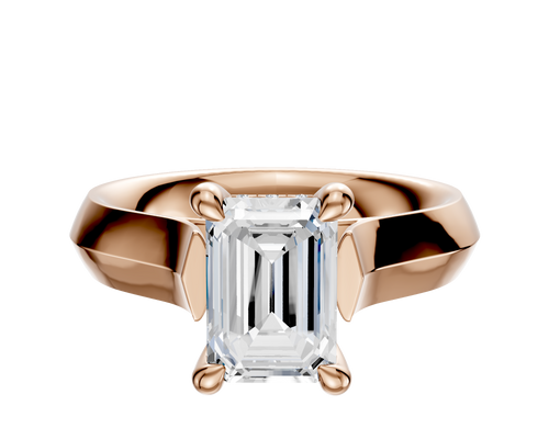 18K Rose Gold 4 Prong Hidden Halo Cathedral Knife Edge 4.0mm Engagement Ring