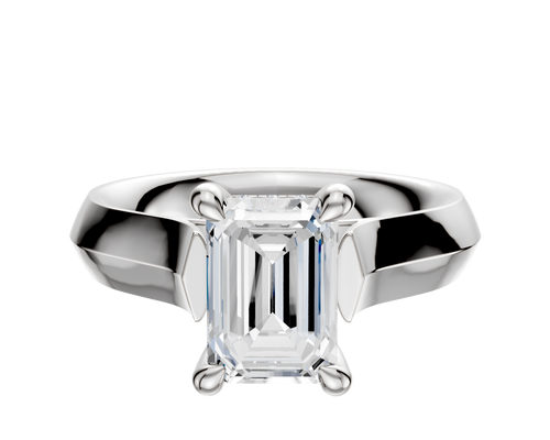 14K White Gold 4 Prong Hidden Halo Cathedral Knife Edge 4.0mm Engagement Ring