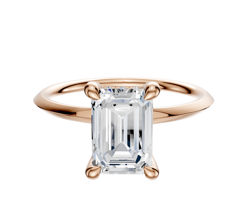 14K Rose Gold 4 Prong Hidden Halo Classic Knife Edge 1.5mm Engagement Ring