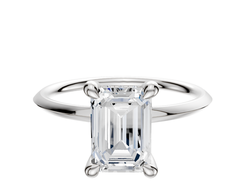 18K White Gold 4 Prong Hidden Halo Classic Knife Edge 1.5mm Engagement Ring