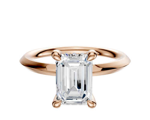 18K Rose Gold 4 Prong Hidden Halo Classic Knife Edge 2.0mm Engagement Ring