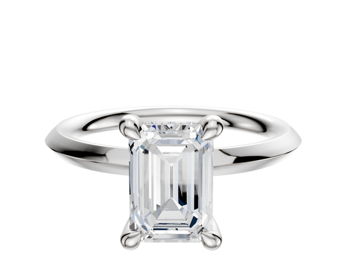 18K White Gold 4 Prong Hidden Halo Classic Knife Edge 2.0mm Engagement Ring