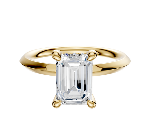18K Yellow Gold 4 Prong Hidden Halo Classic Knife Edge 2.0mm Engagement Ring