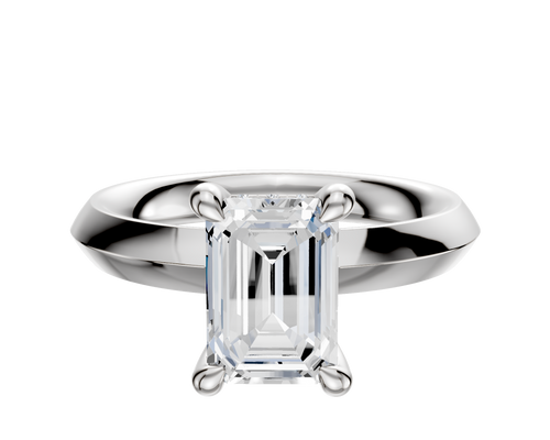 18K White Gold 4 Prong Hidden Halo Classic Knife Edge 3.0mm Engagement Ring