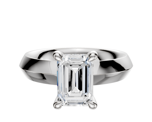 14K White Gold 4 Prong Hidden Halo Classic Knife Edge 4.0mm Engagement Ring