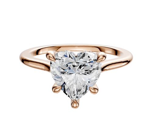 18K Rose Gold 4 Prong Hidden Halo Cathedral Dome 1.5mm Engagement Ring