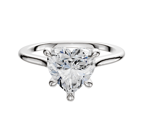 18K White Gold 4 Prong Hidden Halo Cathedral Dome 1.5mm Engagement Ring