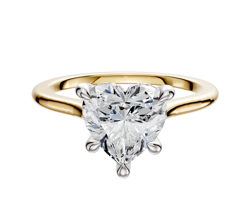 14K Two Tone 4 Prong Hidden Halo Cathedral Dome 1.5mm Engagement Ring