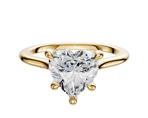 18K Yellow Gold 4 Prong Hidden Halo Cathedral Dome 1.5mm Engagement Ring
