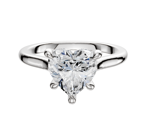 18K White Gold 4 Prong Hidden Halo Cathedral Dome 2.0mm Engagement Ring