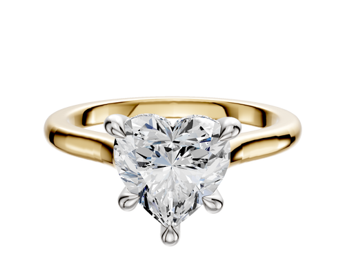 14K Two Tone 4 Prong Hidden Halo Cathedral Dome 2.0mm Engagement Ring