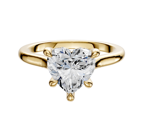 14K Yellow Gold 4 Prong Hidden Halo Cathedral Dome 2.0mm Engagement Ring