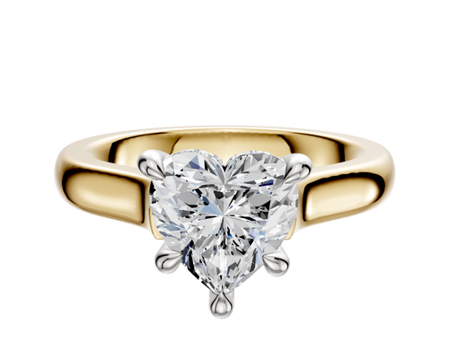 14K Two Tone 4 Prong Hidden Halo Cathedral Dome 3.0mm Engagement Ring