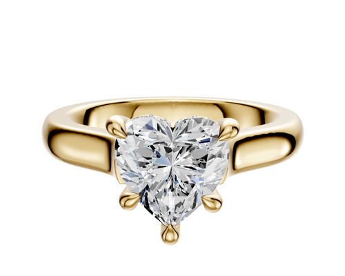 14K Yellow Gold 4 Prong Hidden Halo Cathedral Dome 3.0mm Engagement Ring