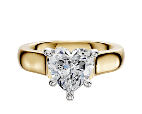 14K Two Tone 4 Prong Hidden Halo Cathedral Dome 4.0mm Engagement Ring