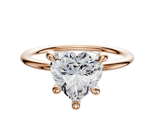 18K Rose Gold 4 Prong Hidden Halo Classic Dome 1.5mm Engagement Ring